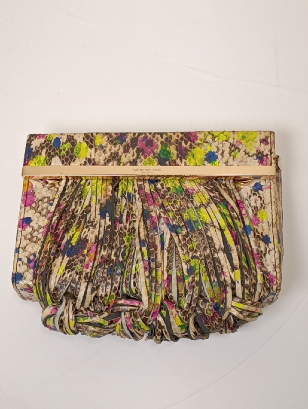 katherine kwei Infinity Knot Rainbow Snake Clutch & Chain Purse *Flaw*
